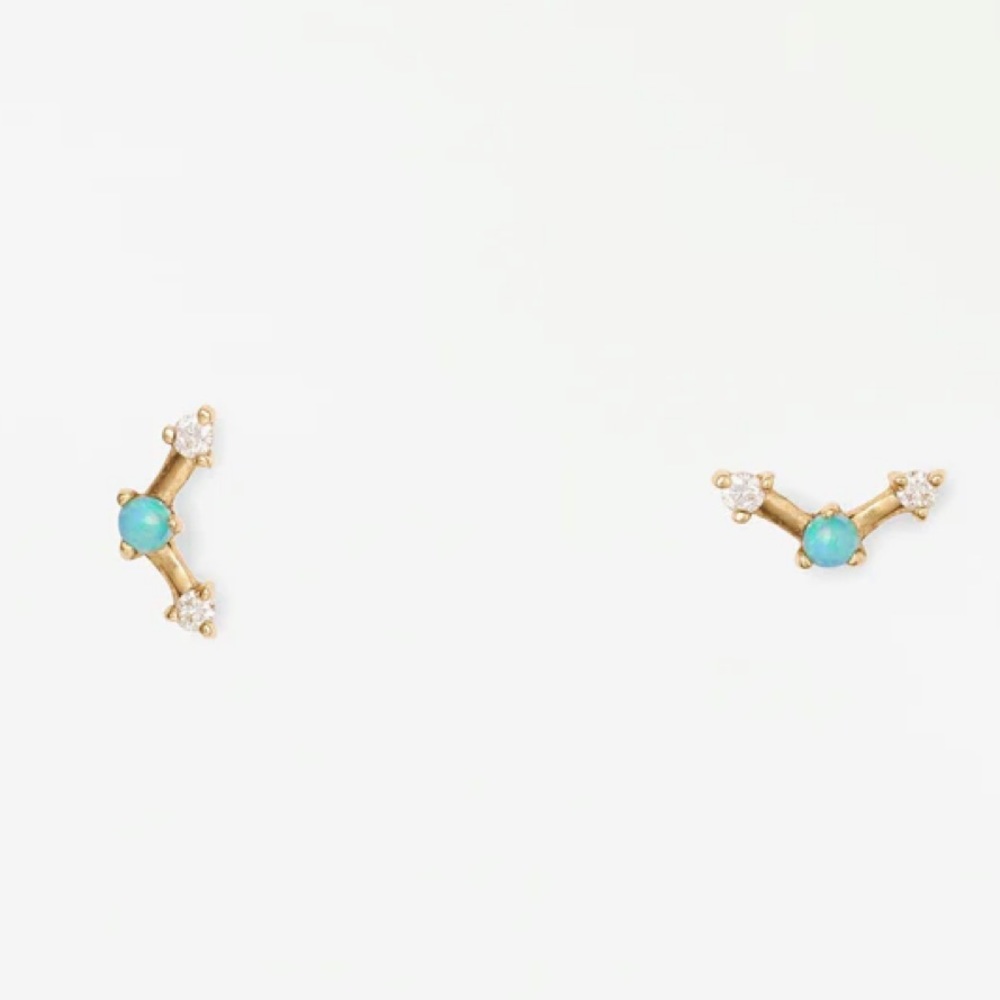 WWAKE Diamond/Opal set of Mini Three Point Earrings
